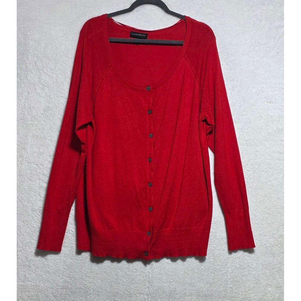 Lane Bryant Red Button Front Cardigan Sweater Scoop Neck Plus Size 18/20